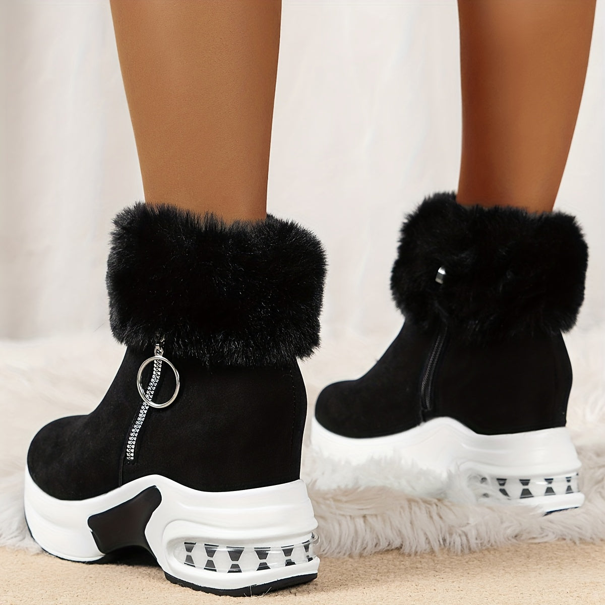 ChaleurLuxe™ - Confortables Bottines pour Femmes à Zip Latéral avec Doublure en Peluche