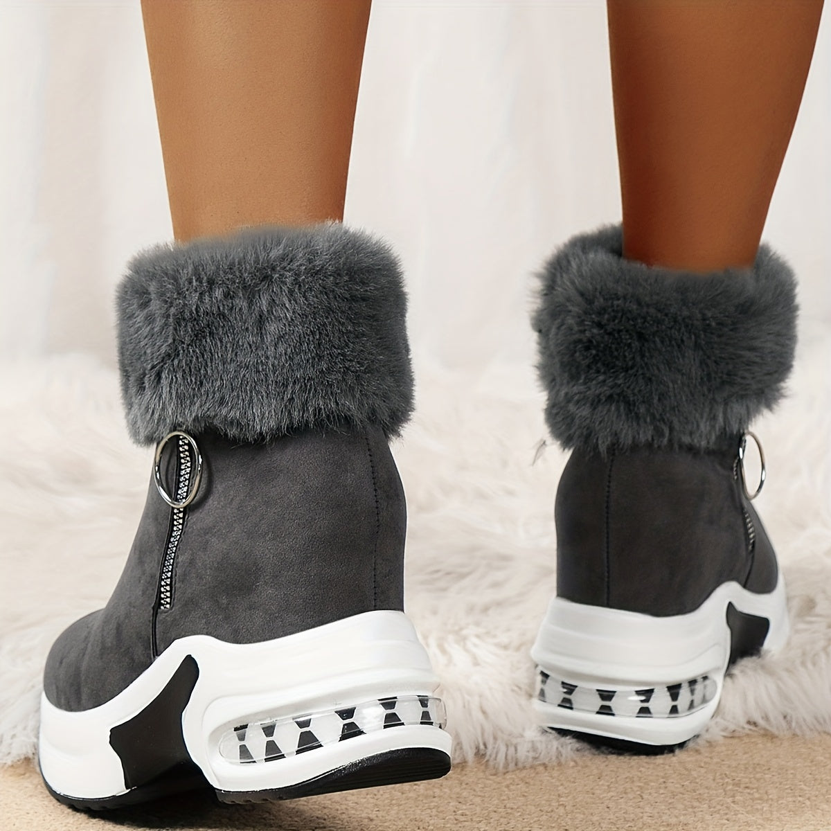 ChaleurLuxe™ - Confortables Bottines pour Femmes à Zip Latéral avec Doublure en Peluche