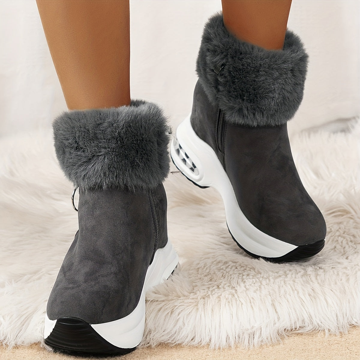 ChaleurLuxe™ - Confortables Bottines pour Femmes à Zip Latéral avec Doublure en Peluche